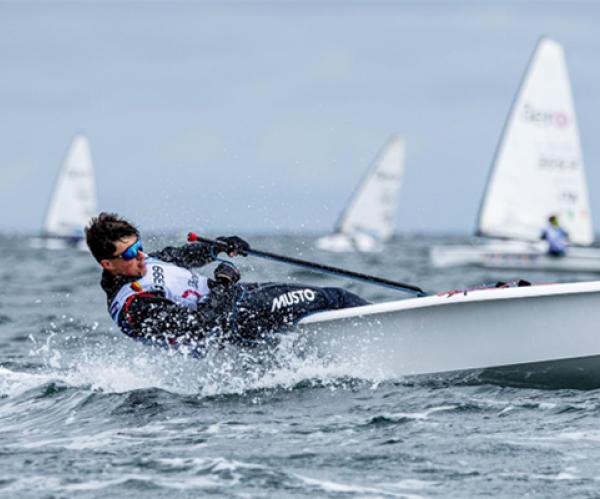 Noah Carden - gaining his first win in an international race.  Photo credit Digital Sailing.